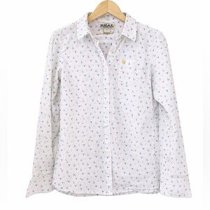 Ariat REAL Button Down Shirt Western Cactus Longhorn Print M Fitted